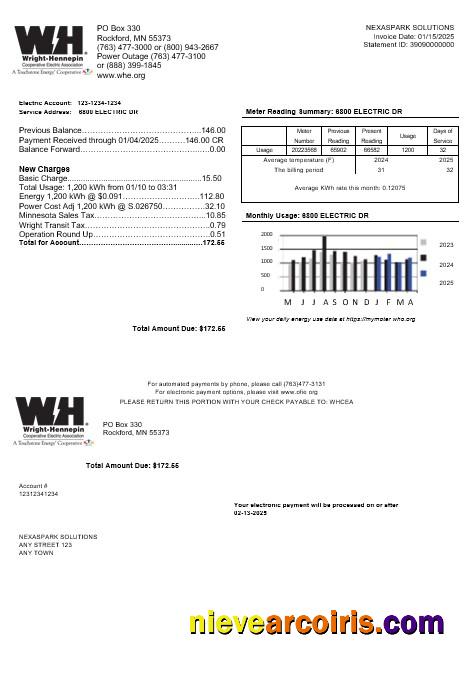 USA Minnesota Wright-Hennepin business utility bill